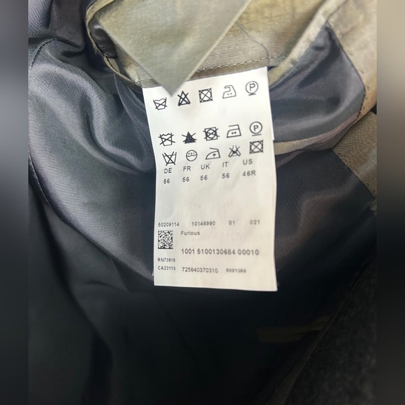 Hugo Boss Mens Blazer Gray 3 Button Lined Suit Jacket Sport Coat 46R Military - Picture 7 of 9